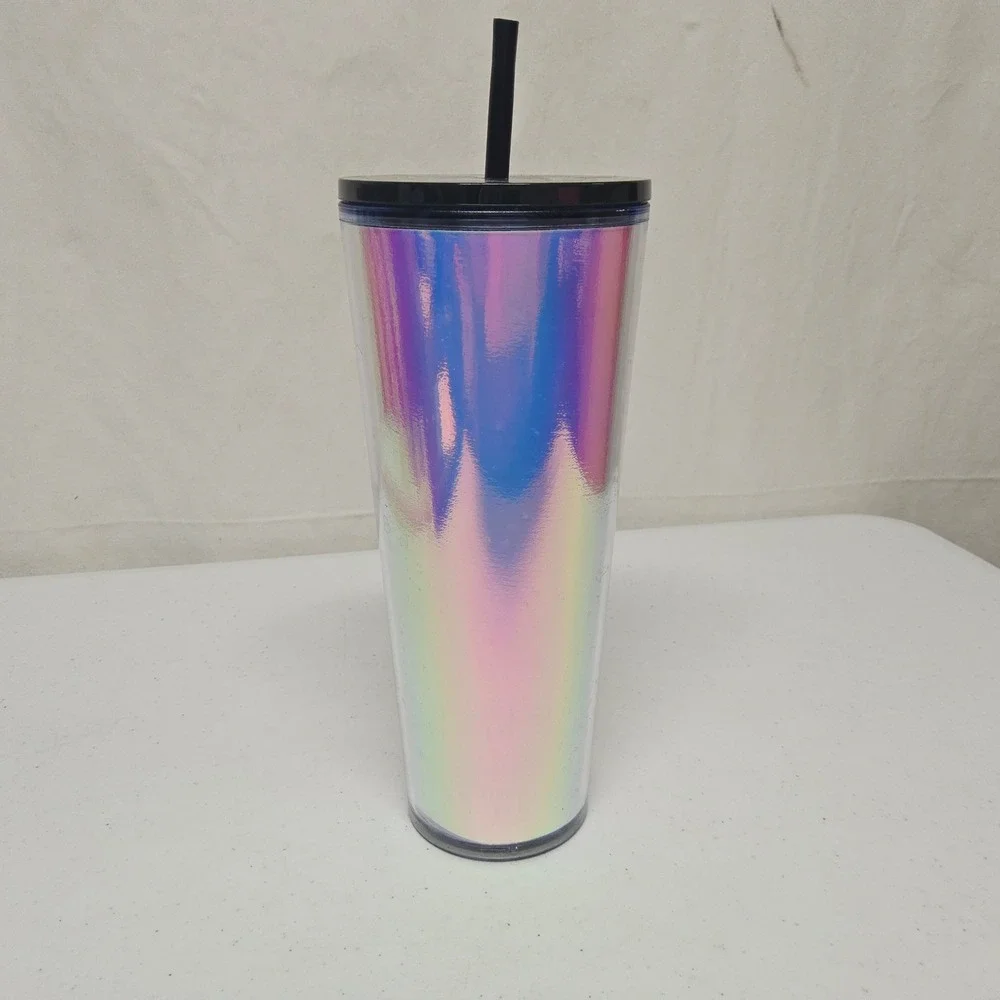 Starbucks Tumbler Cold Cup‎ 24oz Iridescent Holographic Pink Blue SKU 011143235